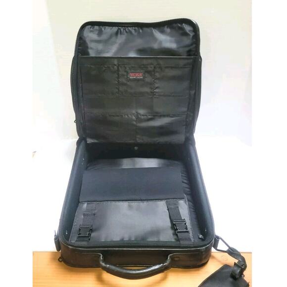 TUMI Leather Briefcase Backpack Laptop Travel Bag 16x13 Office Organizer Tote - Picture 4 of 16